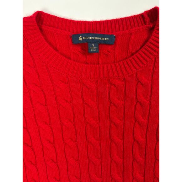 Brooks Brothers Women’s Wool Cashmere Red Cable Knit Sweater | Size Small - Picture 1 of 4